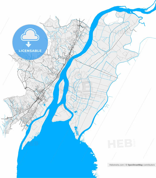 Vila Franca de Xira, Lisbon, Portugal, high resolution vector map - Instant download PDF and JPG