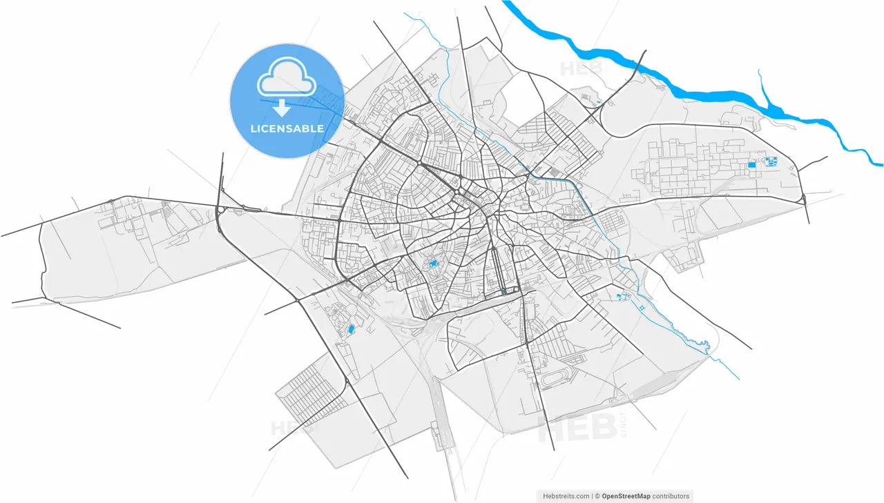 Ploiești, Prahova, Romania, high resolution vector map - Instant download PDF and JPG