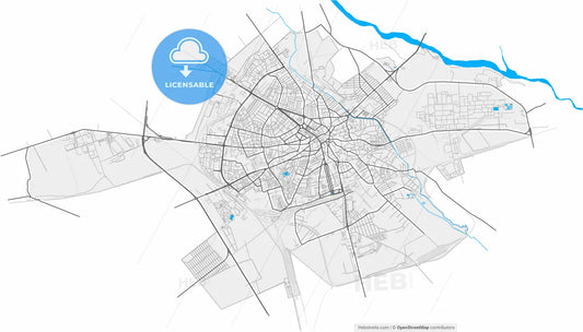 Ploiești, Prahova, Romania, high resolution vector map - Instant download PDF and JPG