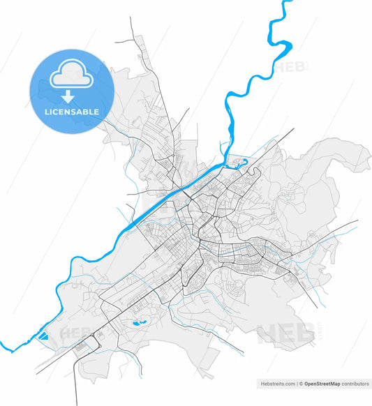 Târgu Mureș, Mureș, Romania, high resolution vector map - Instant download PDF and JPG