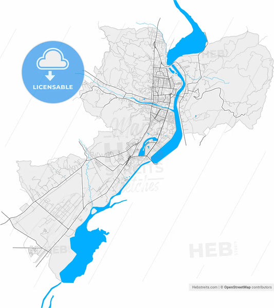 Râmnicu Vâlcea, Vâlcea, Romania, high resolution vector map - Instant download PDF and JPG