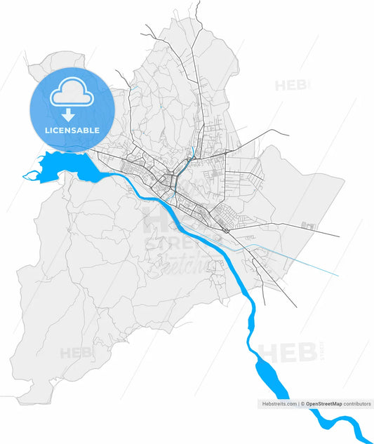 Piatra Neamț, Neamț, Romania, high resolution vector map - Instant download PDF and JPG