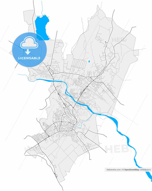 Suceava, Suceava, Romania, high resolution vector map - Instant download PDF and JPG