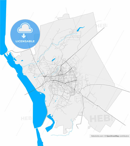 Slatina, Olt, Romania, high resolution vector map - Instant download PDF and JPG
