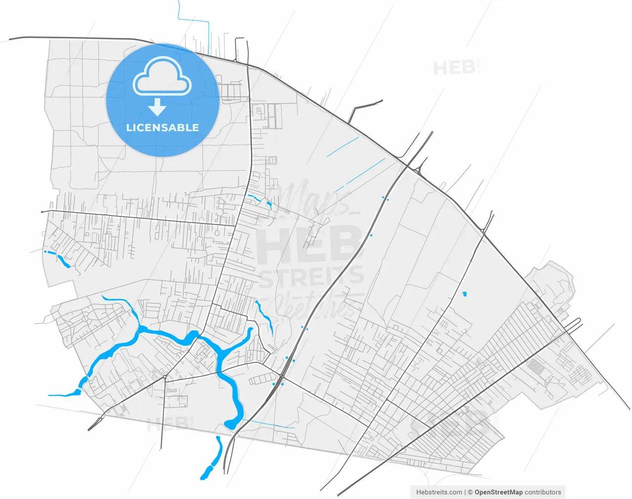Voluntari, Ilfov, Romania, high resolution vector map - Instant download PDF and JPG
