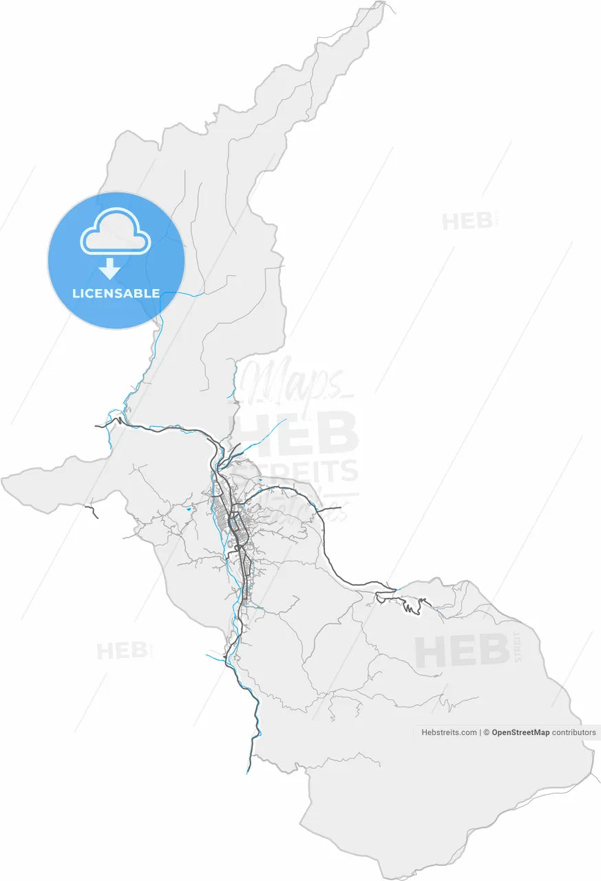Petroșani, Hunedoara, Romania, high resolution vector map - Instant download PDF and JPG