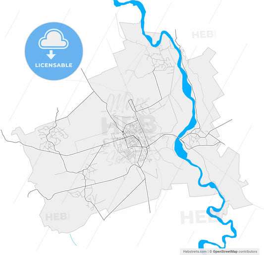 Pașcani, Iași, Romania, high resolution vector map - Instant download PDF and JPG