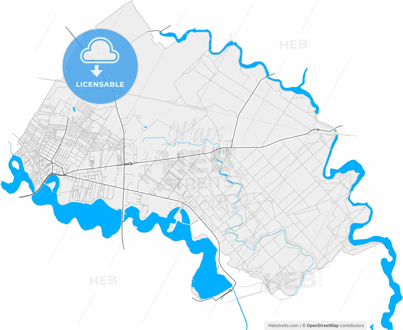 Pantelimon, Ilfov, Romania, high resolution vector map - Instant download PDF and JPG