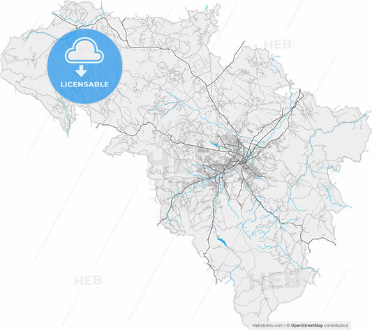Kragujevac, Šumadija, Serbia, high resolution vector map - Instant download PDF and JPG