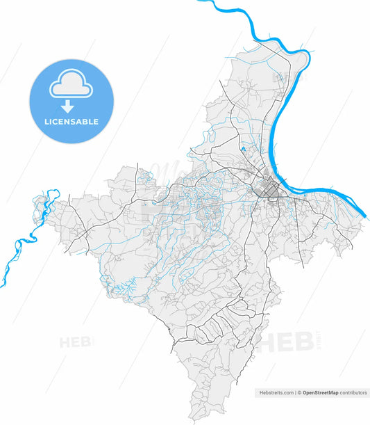 Šabac, Mačva, Serbia, high resolution vector map - Instant download PDF and JPG