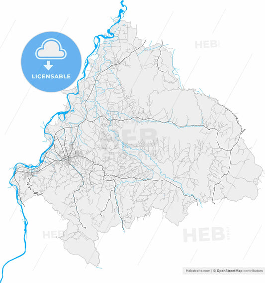 Loznica, Mačva, Serbia, high resolution vector map - Instant download PDF and JPG