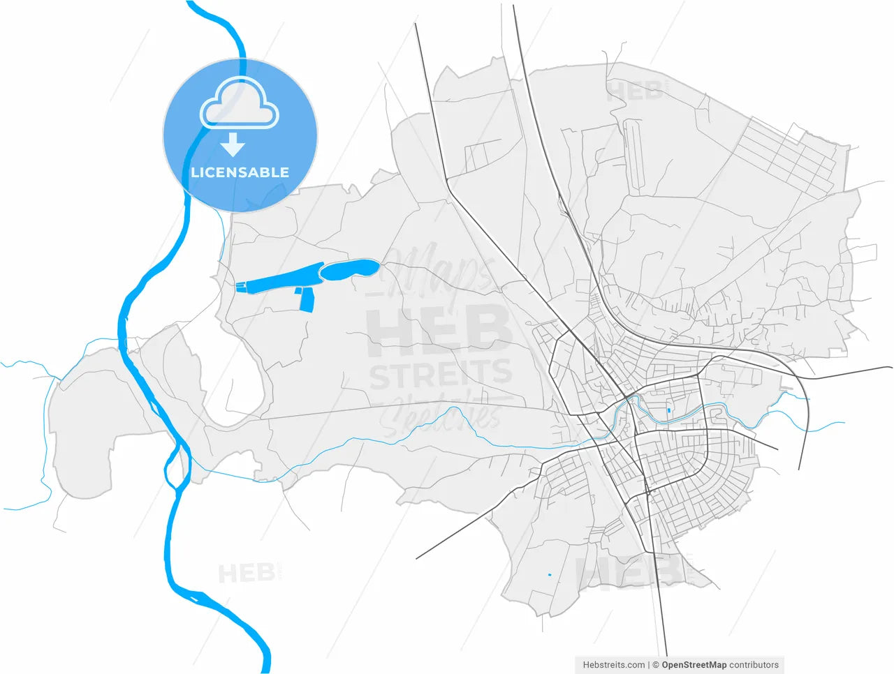 Paraćin, Pomoravlje, Serbia, high resolution vector map - Instant download PDF and JPG