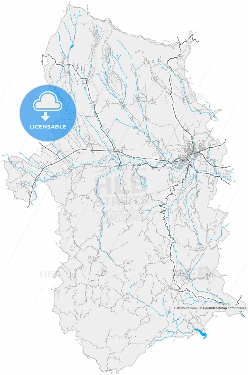 Prokuplje, Toplica, Serbia, high resolution vector map - Instant download PDF and JPG