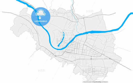 Trstenik, Rasina, Serbia, high resolution vector map - Instant download PDF and JPG