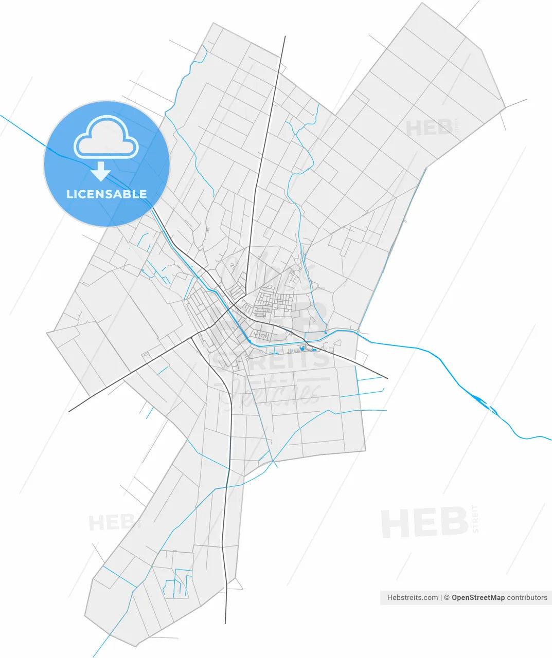 Kula, West Bačka, Serbia, high resolution vector map - Instant download PDF and JPG