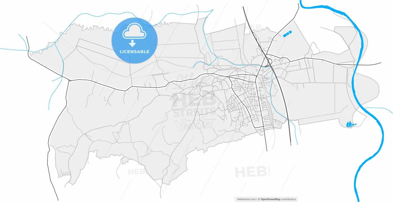 Velika Plana, Podunavlje, Serbia, high resolution vector map - Instant download PDF and JPG