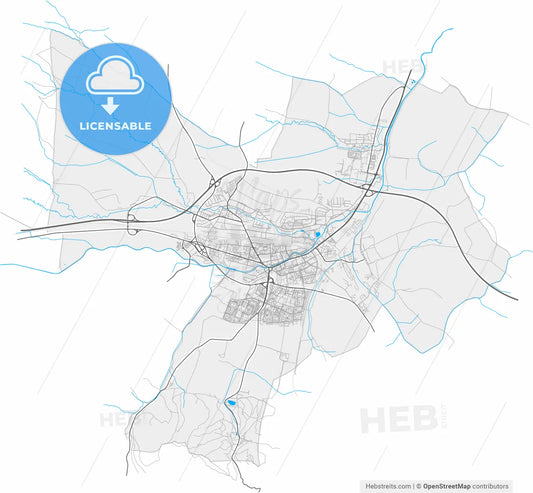 Poprad, Prešov Region, Slovakia, high resolution vector map - Instant download PDF and JPG