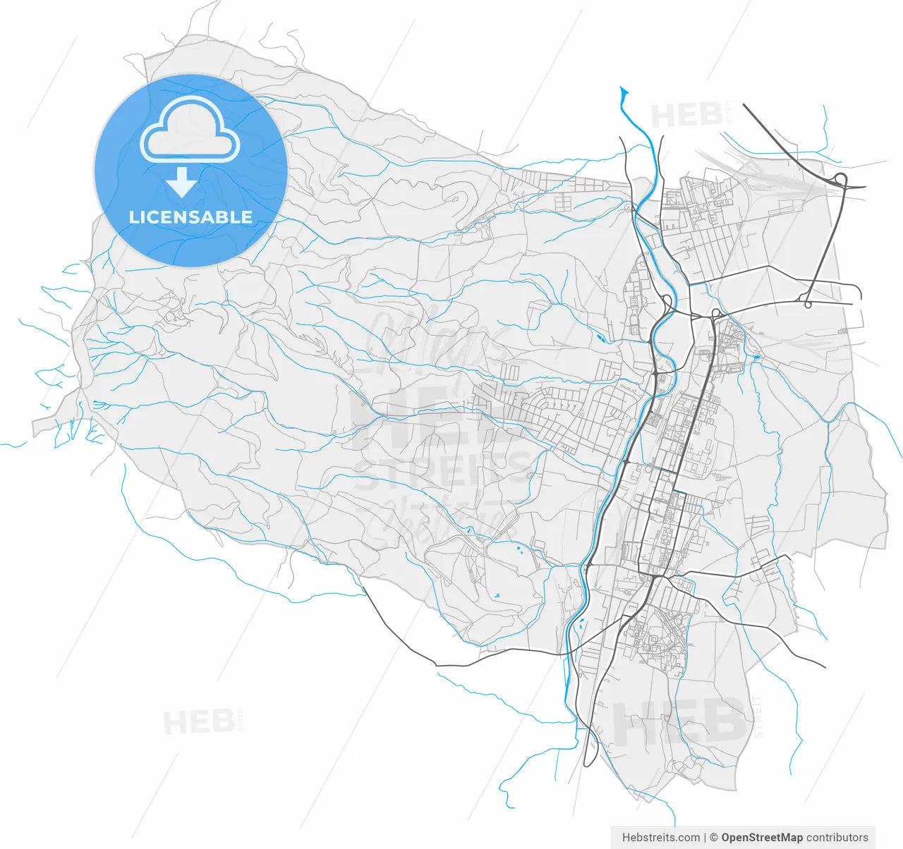 Martin, Žilina Region, Slovakia, high resolution vector map - Instant download PDF and JPG