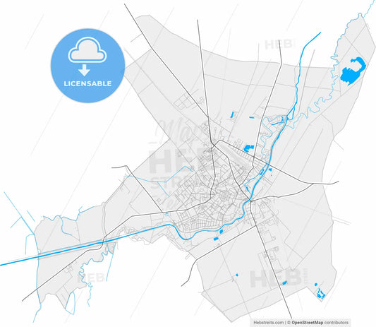 Nové Zámky, Nitra Region, Slovakia, high resolution vector map - Instant download PDF and JPG