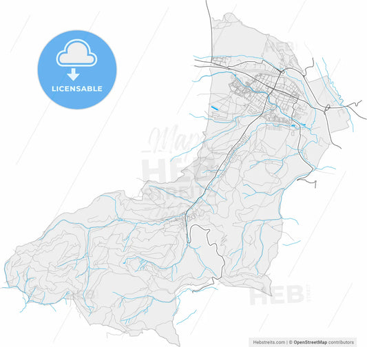 Spišská Nová Ves, Košice Region, Slovakia, high resolution vector map - Instant download PDF and JPG