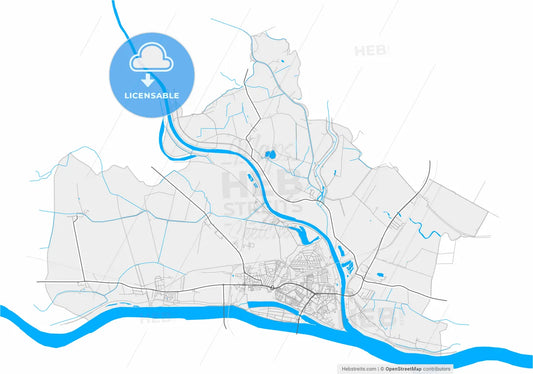 Komárno, Nitra Region, Slovakia, high resolution vector map - Instant download PDF and JPG