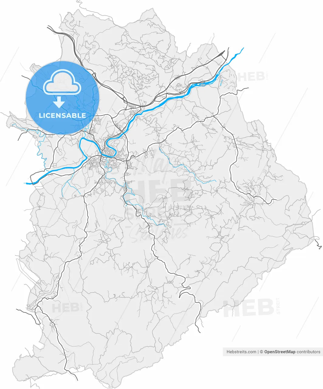 Novo Mesto, Slovenia, high resolution vector map - Instant download PDF and JPG