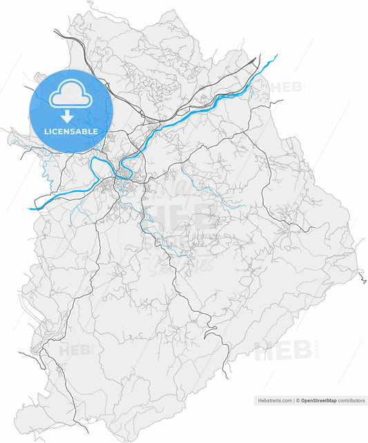 Novo Mesto, Slovenia, high resolution vector map - Instant download PDF and JPG