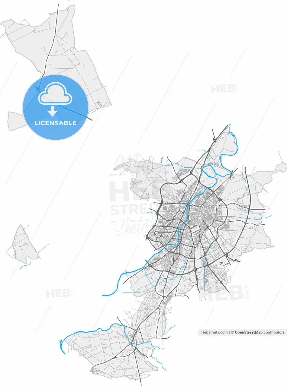 Valladolid, Spain, high resolution vector map - Instant download PDF and JPG