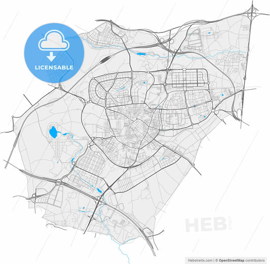 Leganés, Madrid, Spain, high resolution vector map - Instant download PDF and JPG