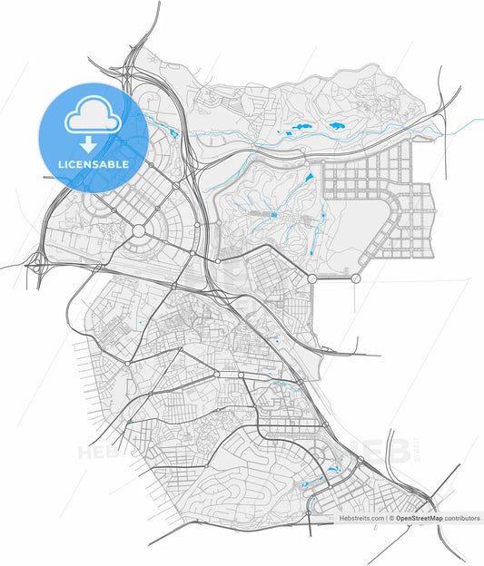 Hortaleza, Madrid, Spain, high resolution vector map - Instant download PDF and JPG