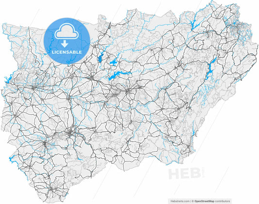 Jaén, Spain, high resolution vector map - Instant download PDF and JPG