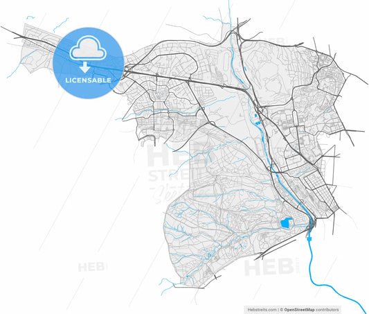 Moncloa-Aravaca, Madrid, Spain, high resolution vector map - Instant download PDF and JPG
