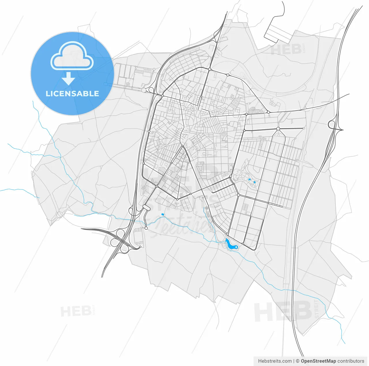 Parla, Madrid, Spain, high resolution vector map - Instant download PDF and JPG