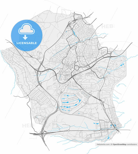 Pozuelo de Alarcón, Madrid, Spain, high resolution vector map - Instant download PDF and JPG