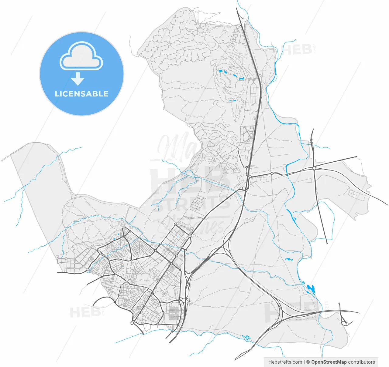 San Sebastián de los Reyes, Madrid, Spain, high resolution vector map - Instant download PDF and JPG