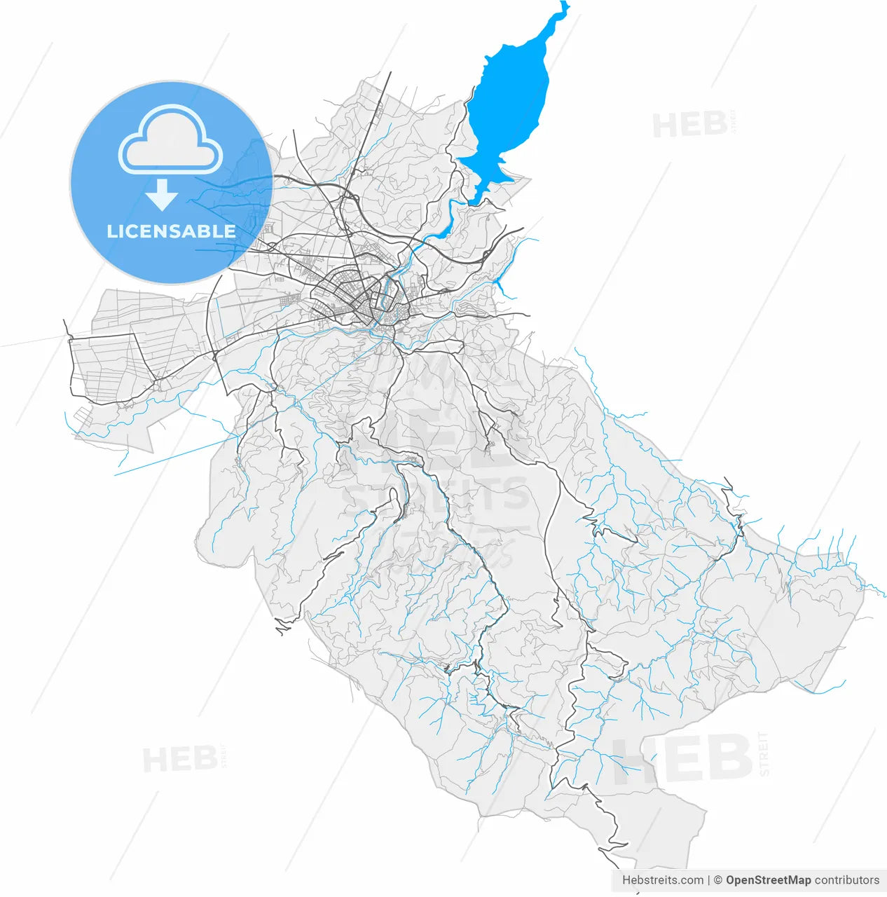 Ponferrada, León, Spain, high resolution vector map - Instant download PDF and JPG
