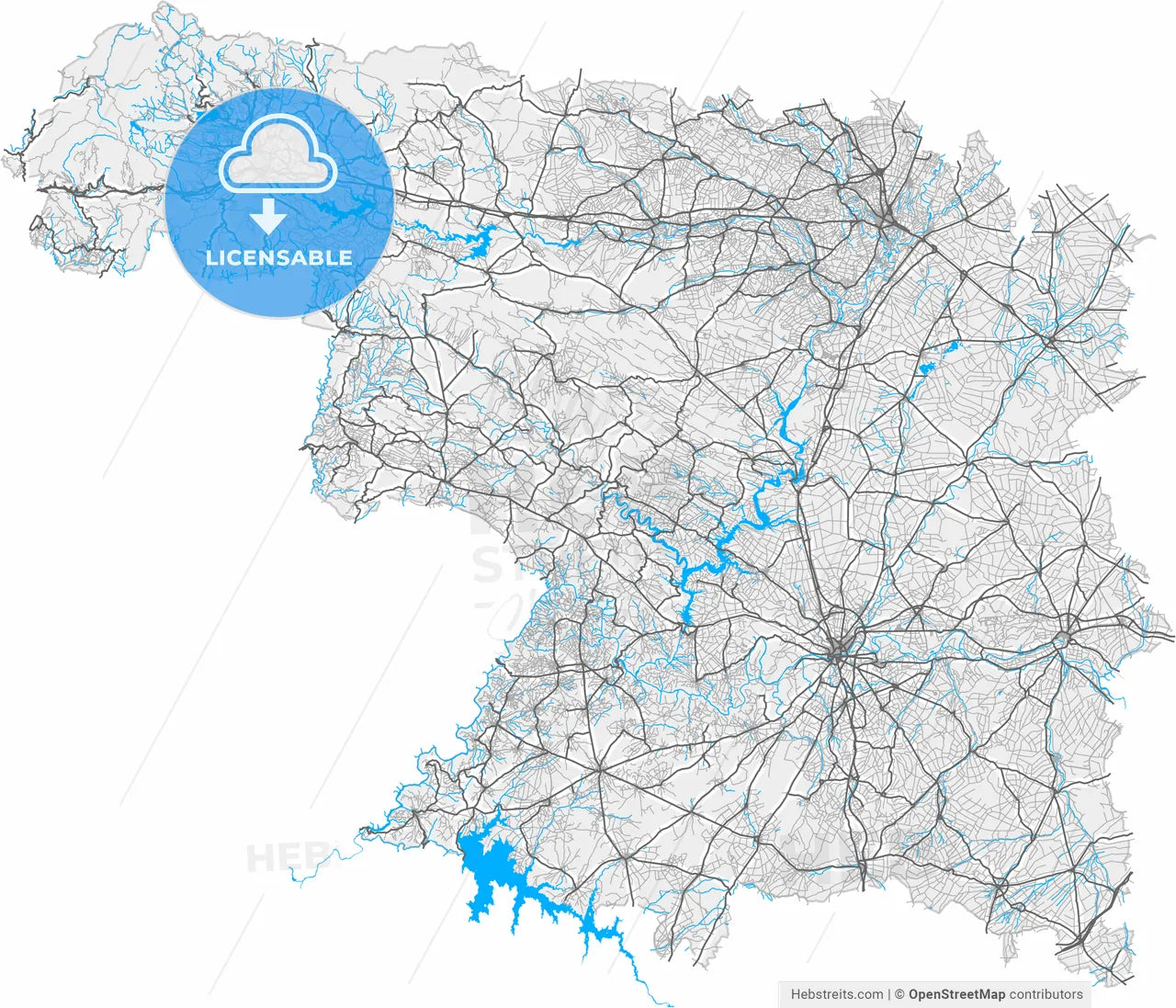 Zamora, Spain, high resolution vector map - Instant download PDF and JPG