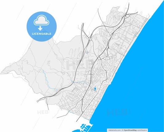Torremolinos, Málaga, Spain, high resolution vector map - Instant download PDF and JPG