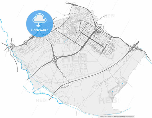 Villa de Vallecas, Madrid, Spain, high resolution vector map - Instant download PDF and JPG