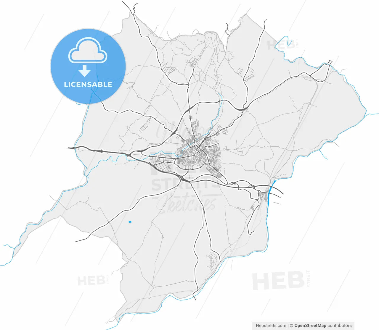 Linares, Jaén, Spain, high resolution vector map - Instant download PDF and JPG