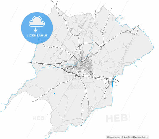 Linares, Jaén, Spain, high resolution vector map - Instant download PDF and JPG