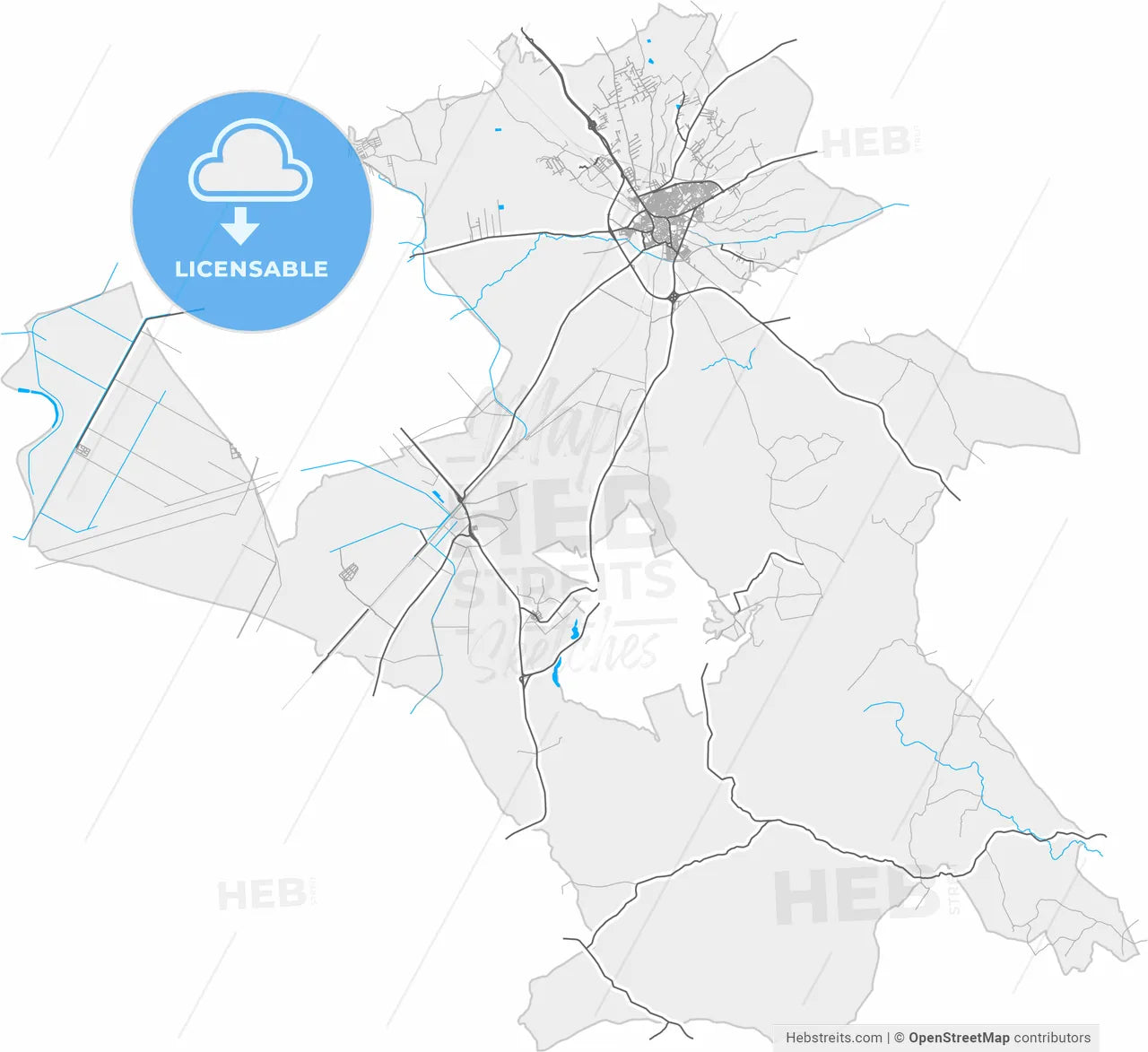 Utrera, Seville, Spain, high resolution vector map - Instant download PDF and JPG
