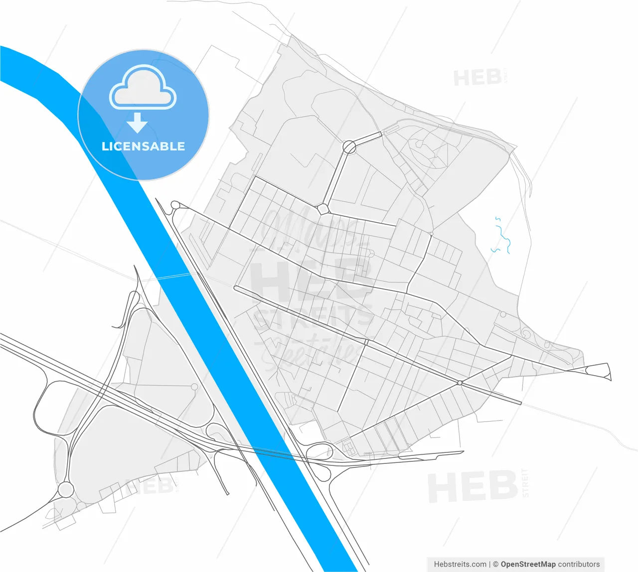 Mislata, Valencia, Spain, high resolution vector map - Instant download PDF and JPG