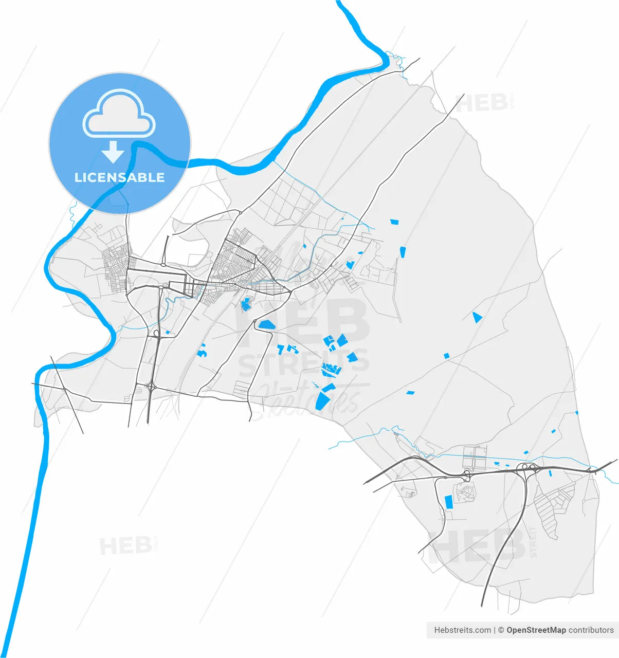 La Rinconada, Seville, Spain, high resolution vector map - Instant download PDF and JPG