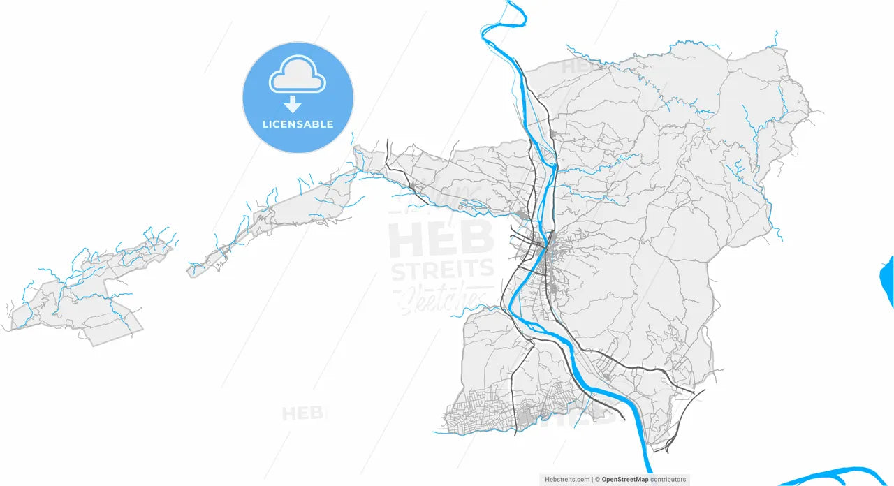 Tortosa, Tarragona, Spain, high resolution vector map - Instant download PDF and JPG