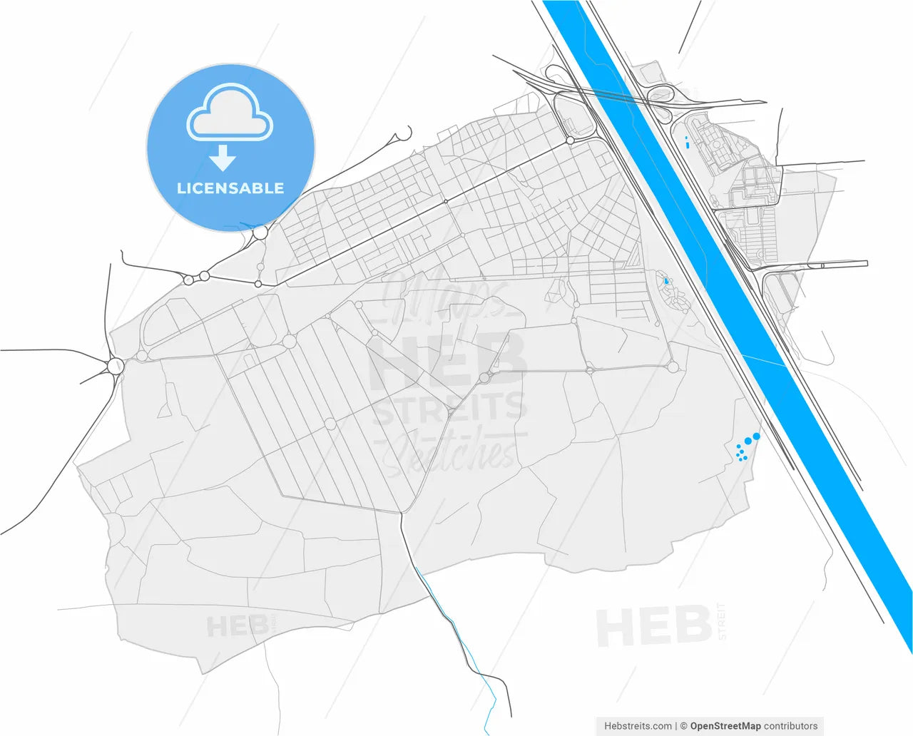 Xirivella, Valencia, Spain, high resolution vector map - Instant download PDF and JPG