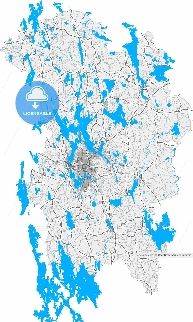 Växjö, Sweden, high resolution vector map - Instant download PDF and JPG