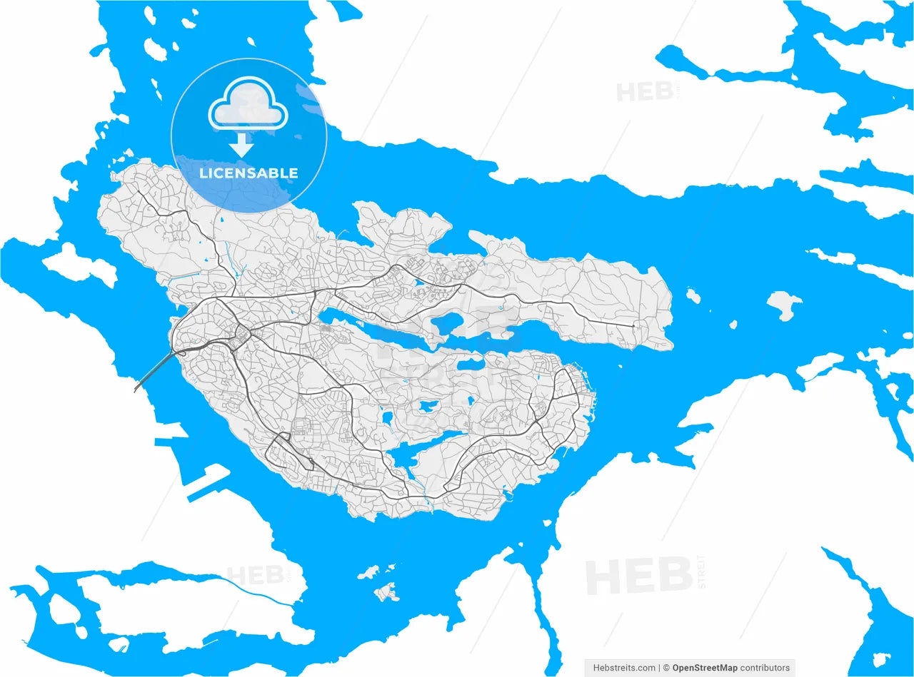 Lidingö, Sweden, high resolution vector map - Instant download PDF and JPG