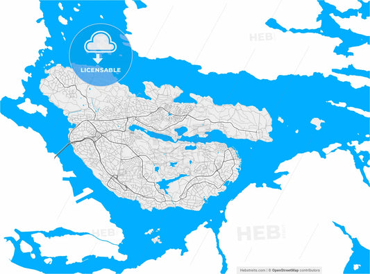 Lidingö, Sweden, high resolution vector map - Instant download PDF and JPG