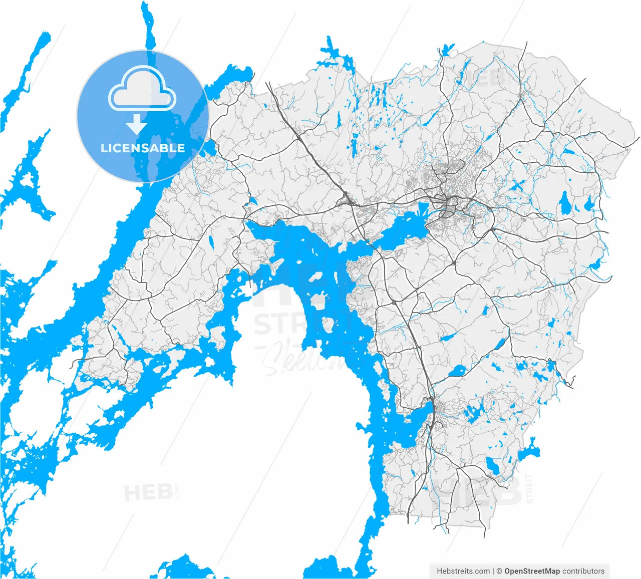 Uddevalla, Sweden, high resolution vector map - Instant download PDF and JPG